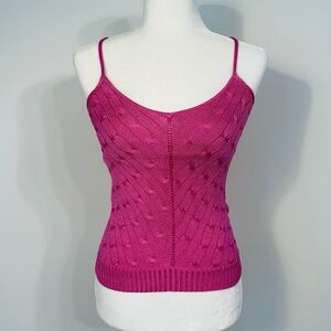 Black Label Ralph Lauren 100% Silk Pink Cable Knit Camisole Top - NEW